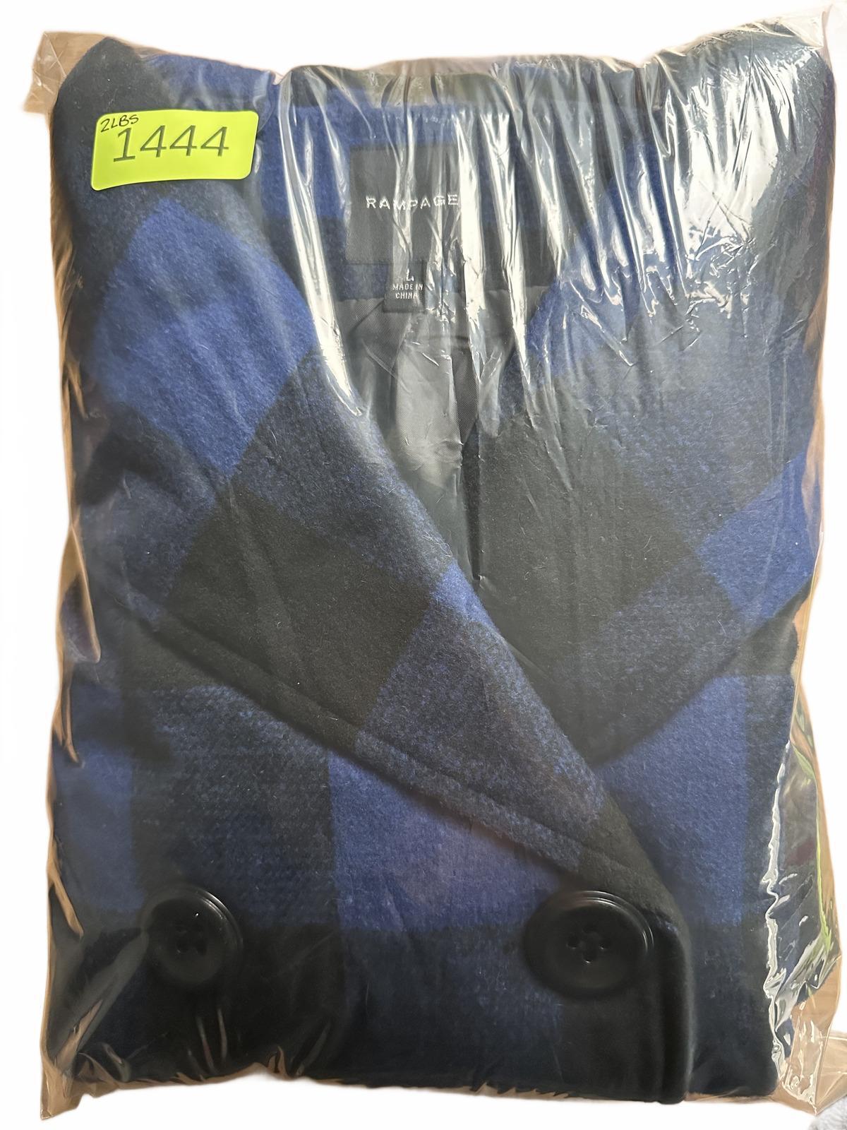 Rampage Blue and Black Plaid Peacoat Jacket Classic Fall Winter Outerwear