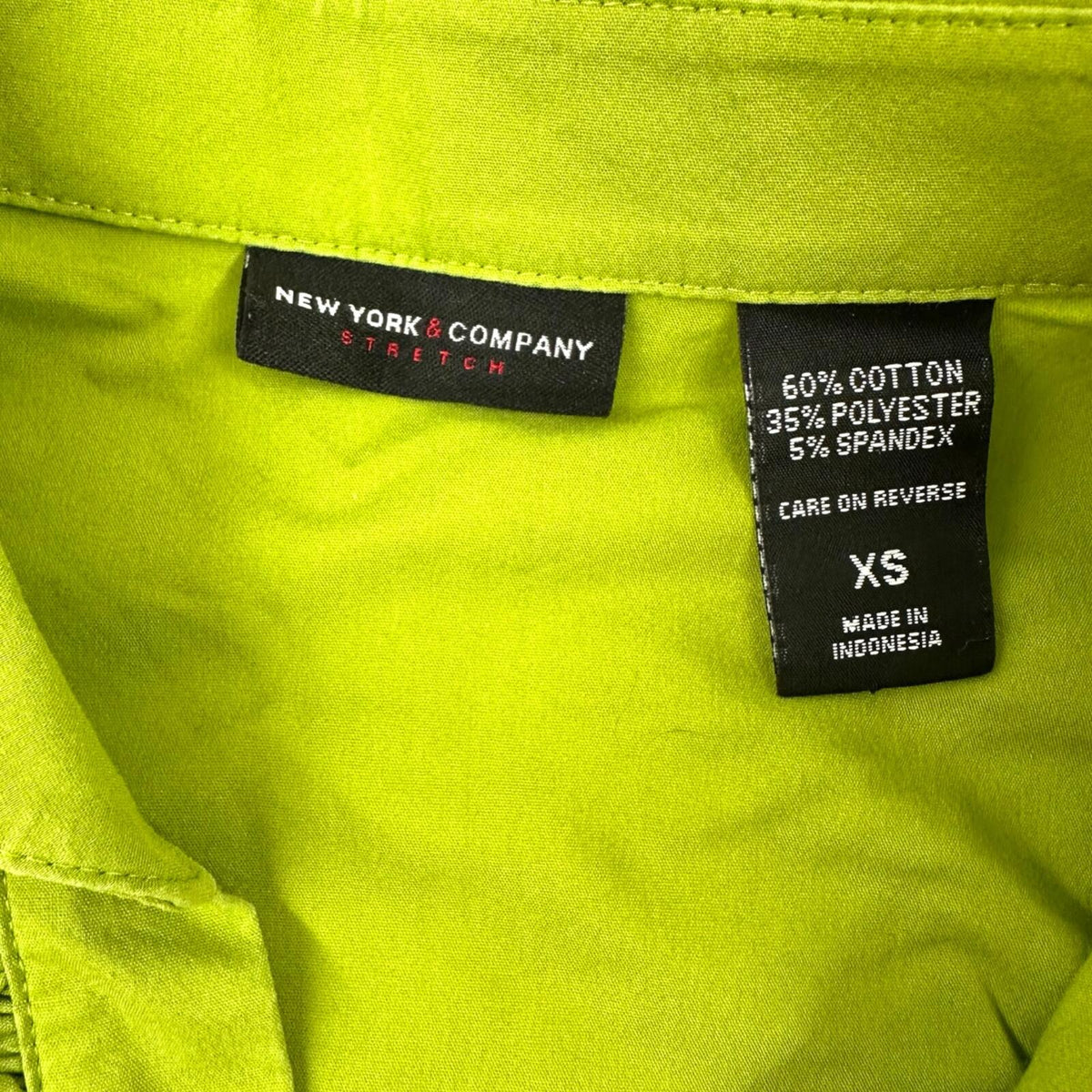 New York & Company Lime Green Ruffle Trim Blouse Y2K Office Siren