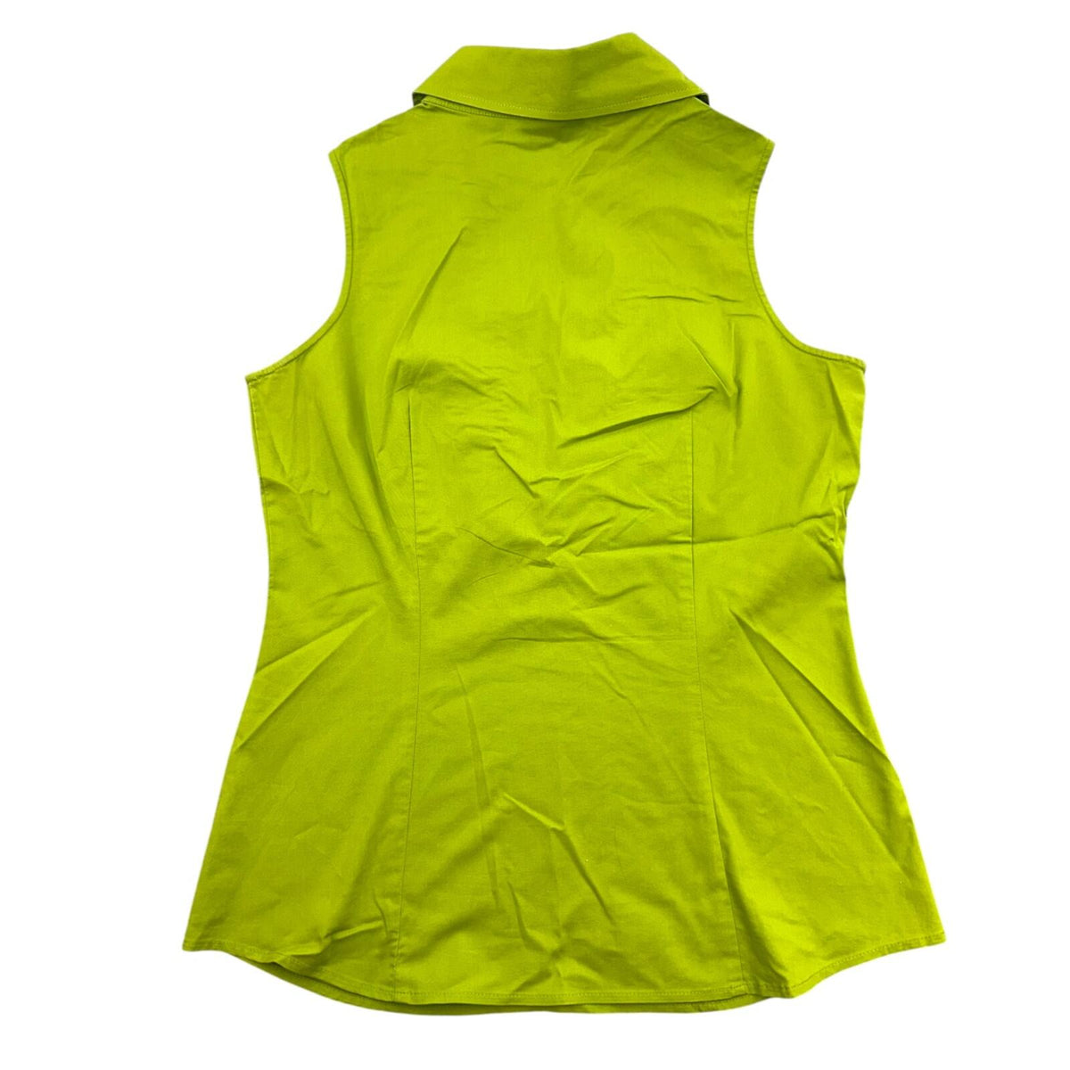 New York & Company Lime Green Ruffle Trim Blouse Y2K Office Siren