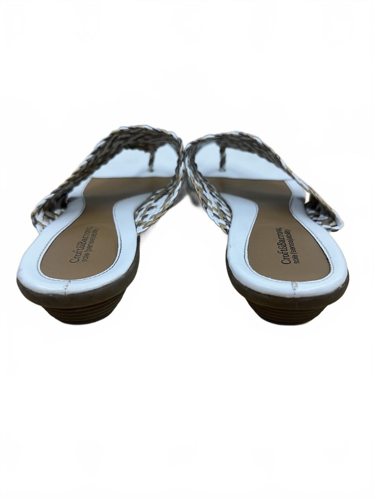 Croft & Barrow Woven Slide Sandals White Beige Braided Strap Open Toe Casual Y2K