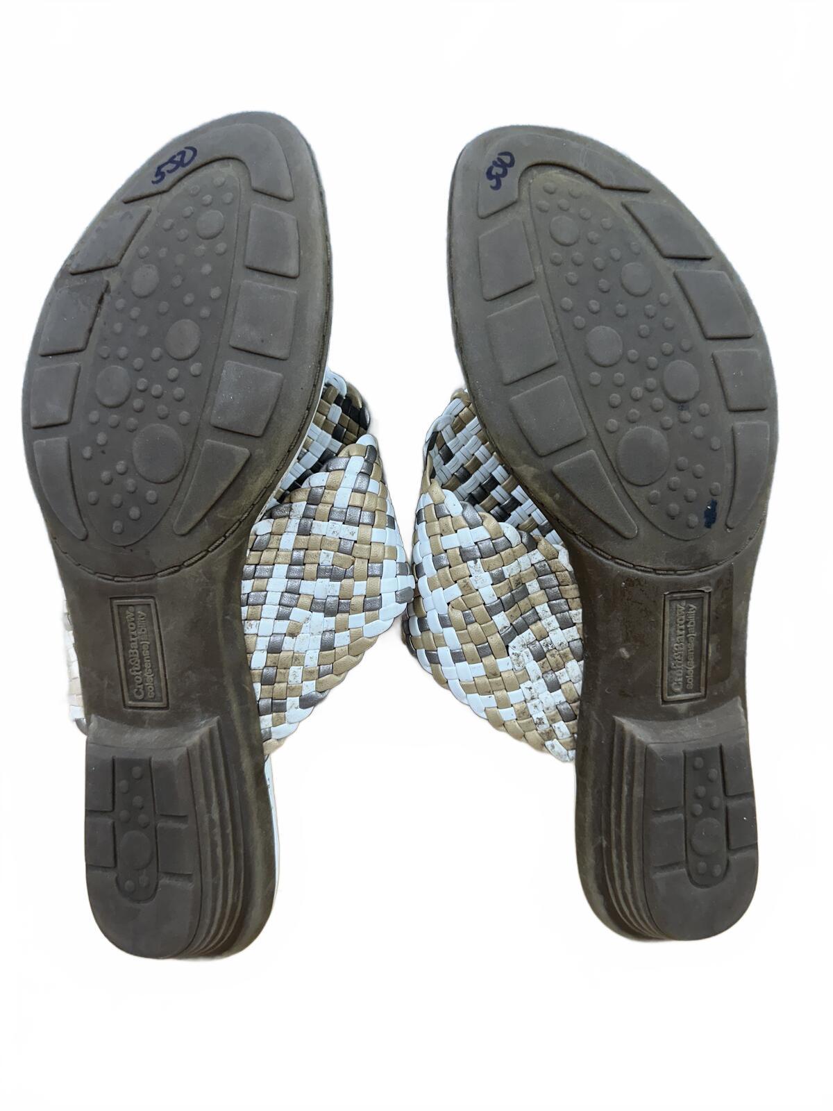 Croft & Barrow Woven Slide Sandals White Beige Braided Strap Open Toe Casual Y2K
