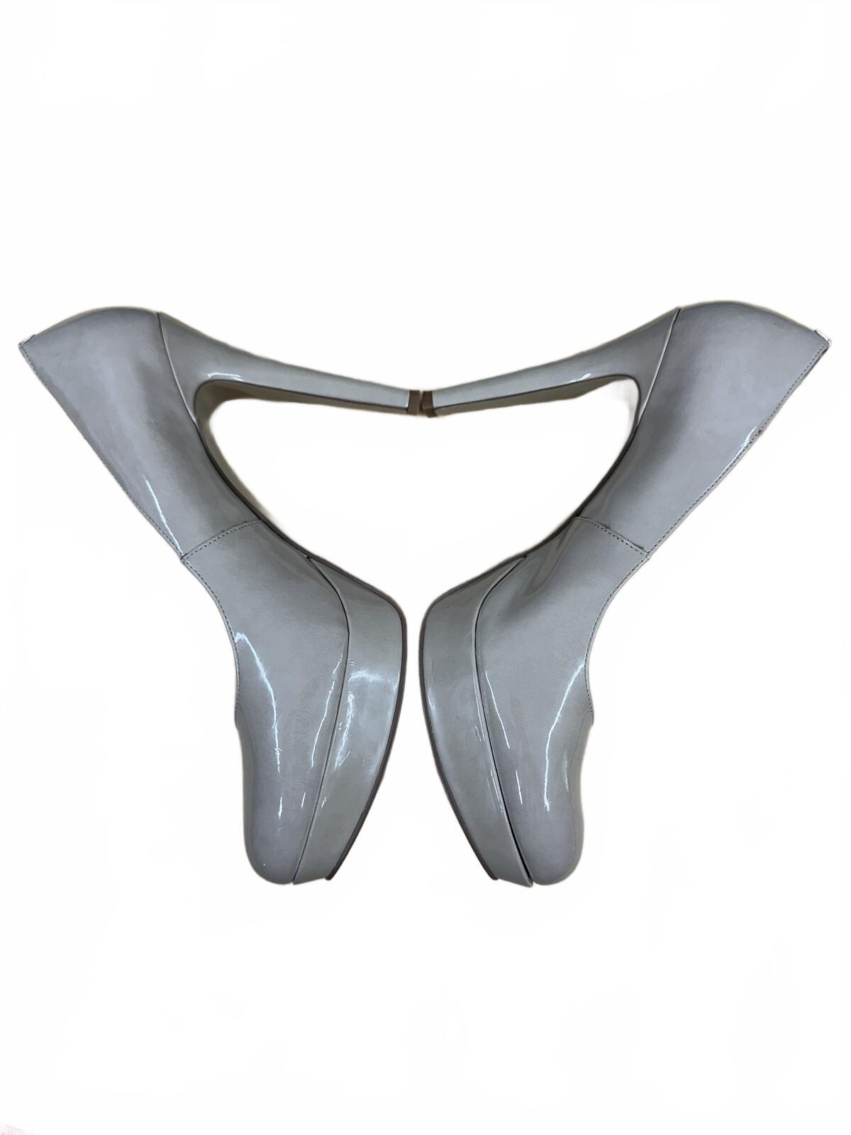 Nine West Gray Patent Platform Pumps Y2K Retro Stiletto Heels Elegant