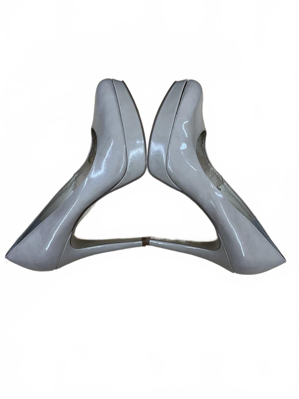 Nine West Gray Patent Platform Pumps Y2K Retro Stiletto Heels Elegant