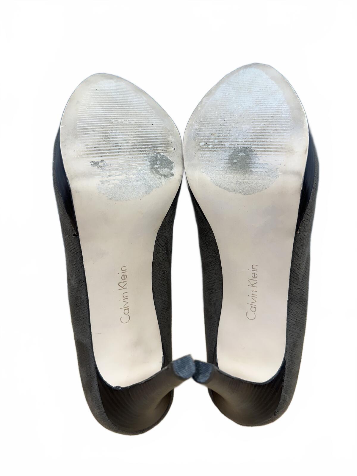 Calvin Klein Dark Gray Textured Pointed Toe Stiletto Pumps