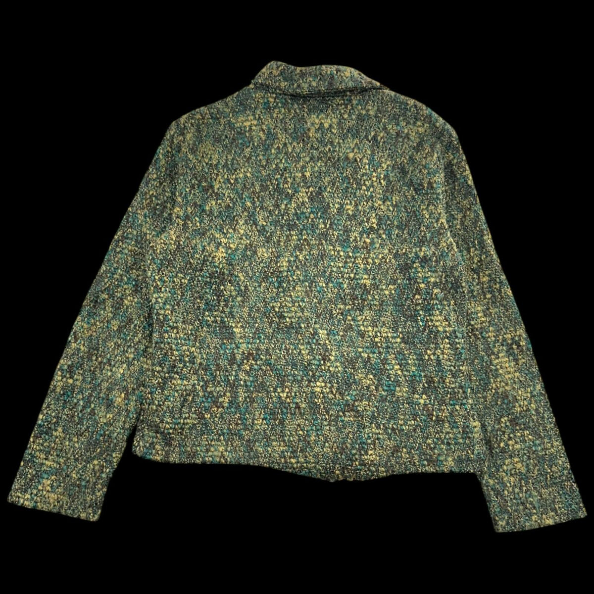 Dressbarn Bouclé Jacket in Forest Green Moss Yellow Eclectic 90s