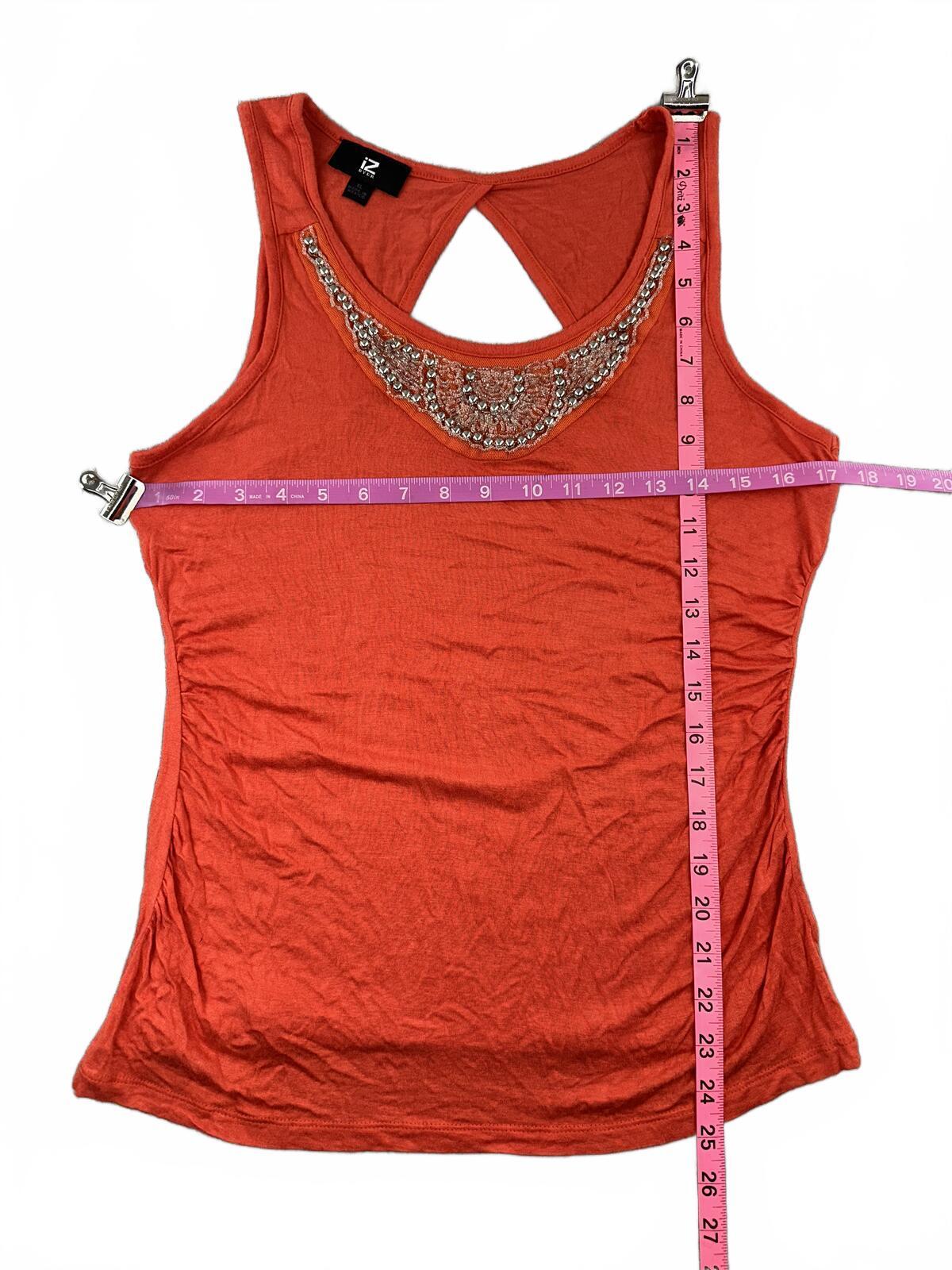 Y2K iZ Byer Orange Embellished Racerback Tank Top