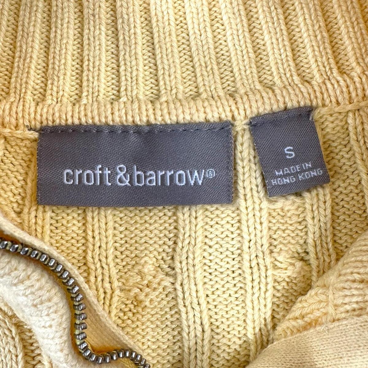 Croft & Barrow Baby Yellow Cable Knit Quarter Zip Sweater Old Money Eclectic