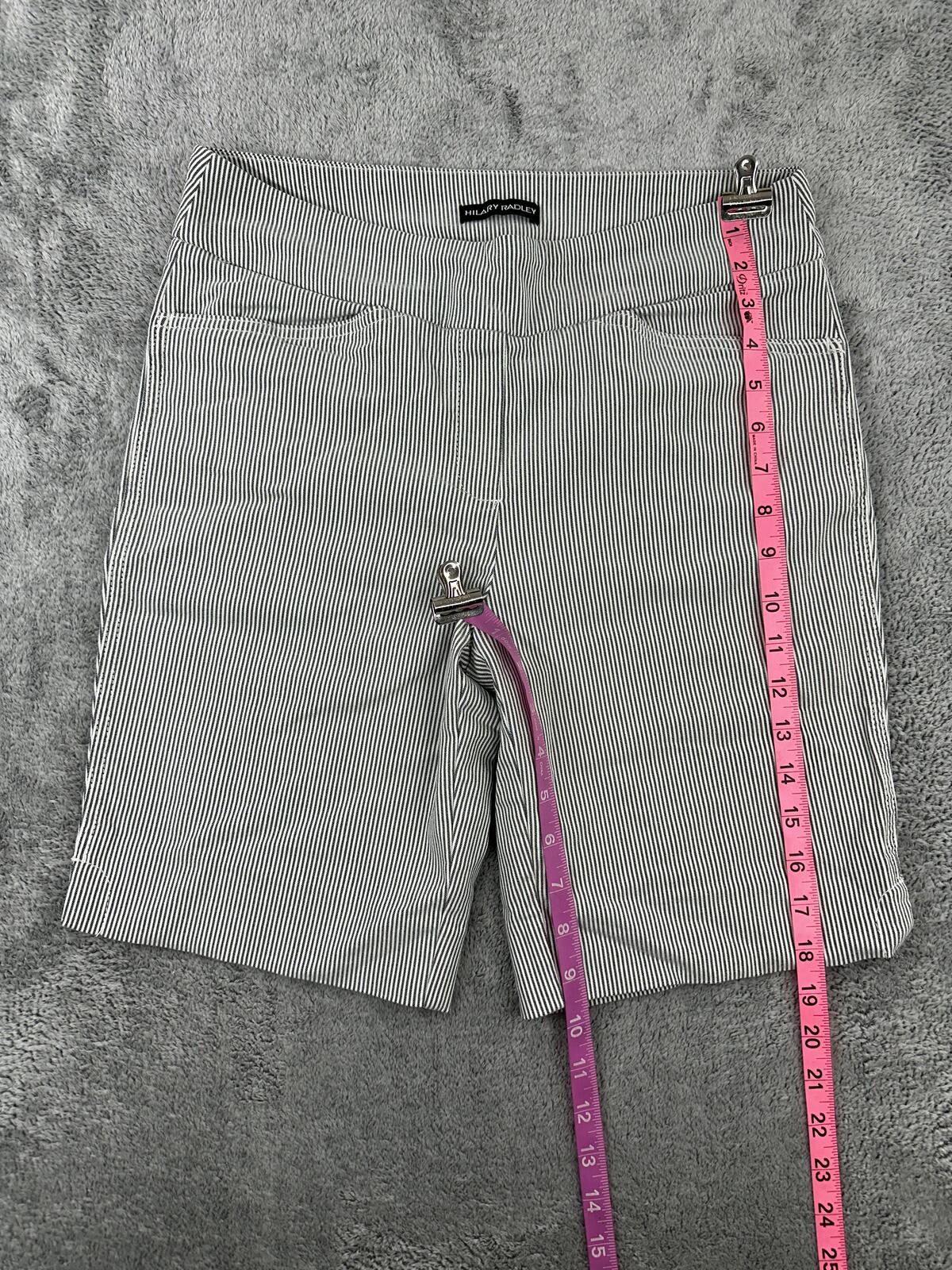 Hilary Radley Gray Pinstripe Tailored Shorts Y2K Minimalist Workwear Style