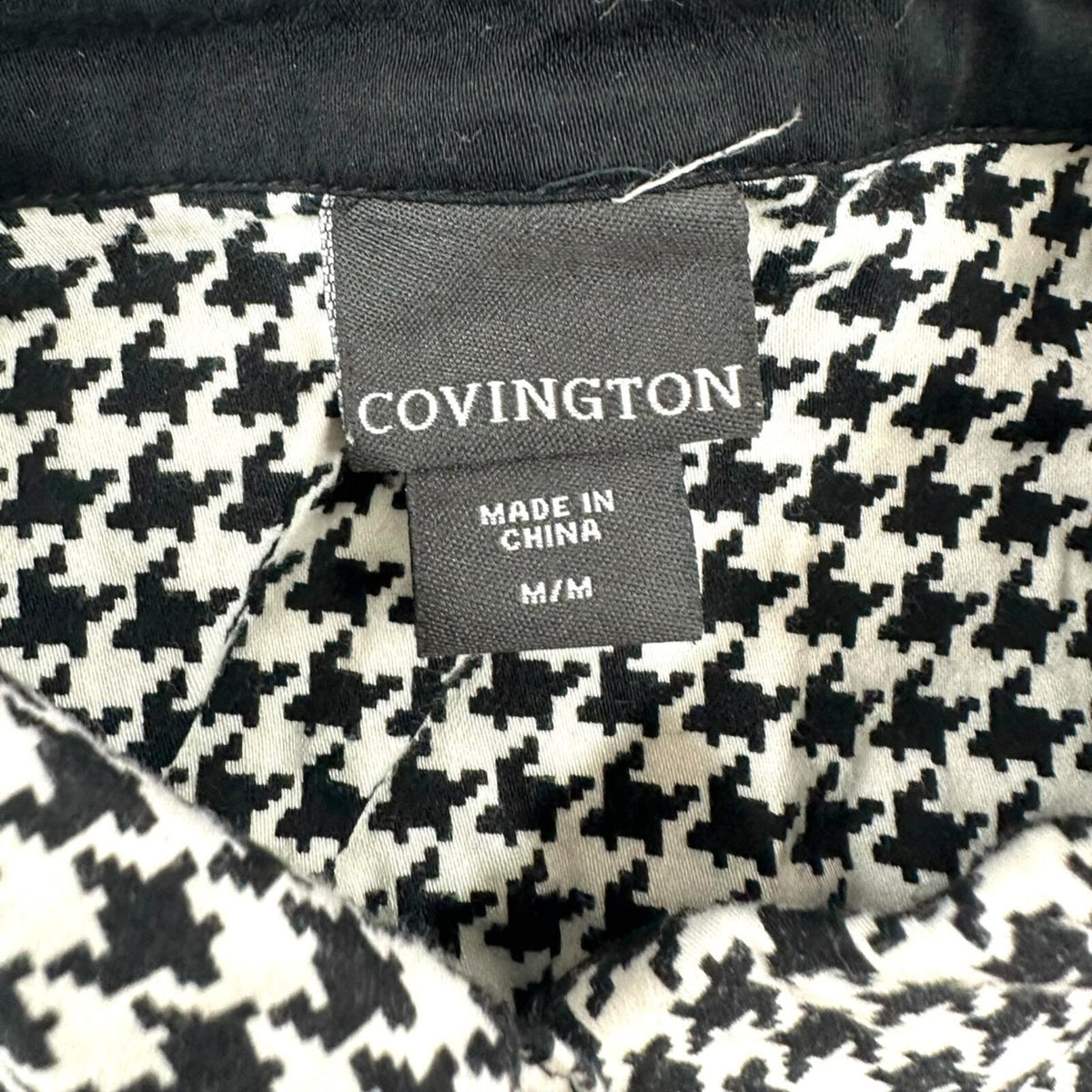 Covington Black and White Houndstooth Blouse Office Siren Dark Academia