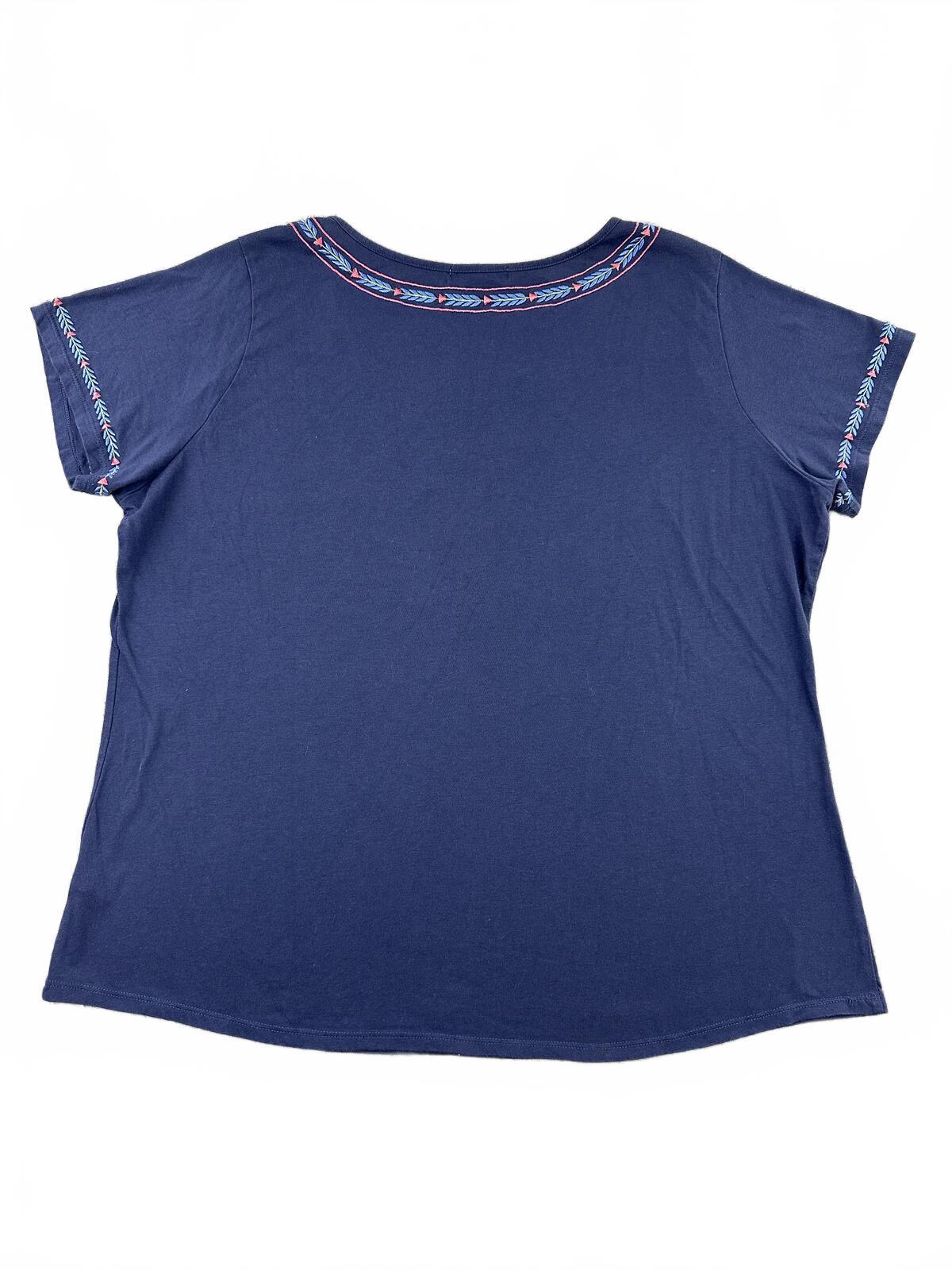 Katie's Kloset Navy Embroidered Y2K Boho Tee