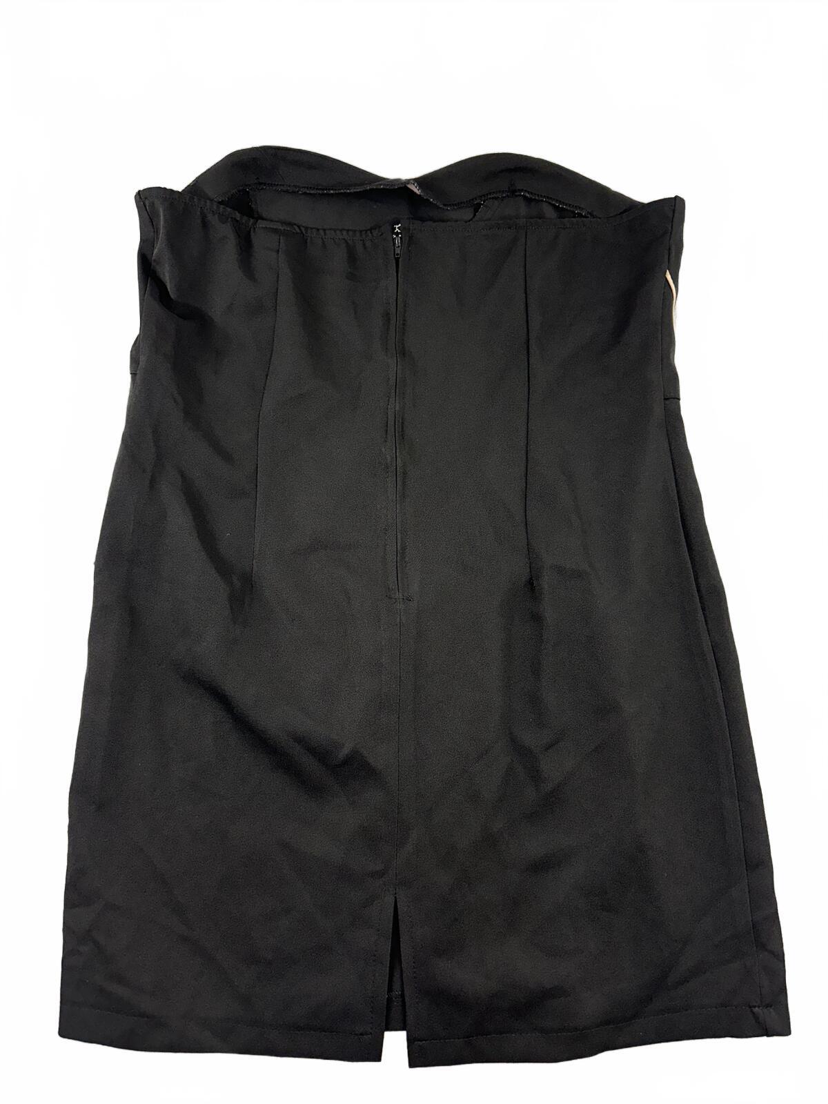 Dots Black Strapless Asymmetrical Mini Dress with Cream Piping Y2K Party
