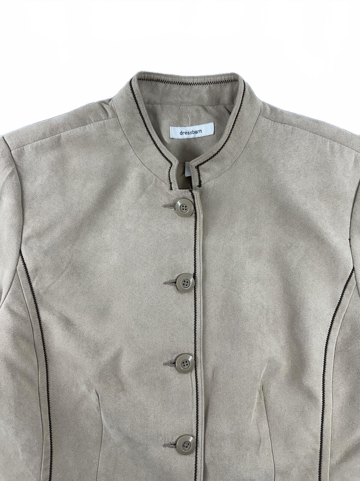 Dressbarn Beige Tailored Jacket Blazer Vintage Inspired Neutral Tone with Button