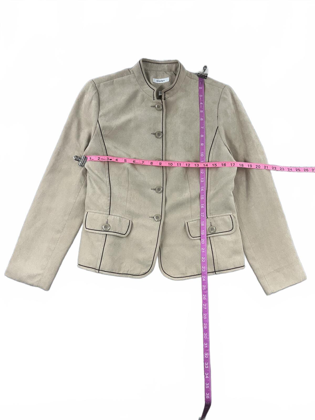 Dressbarn Beige Tailored Jacket Blazer Vintage Inspired Neutral Tone with Button