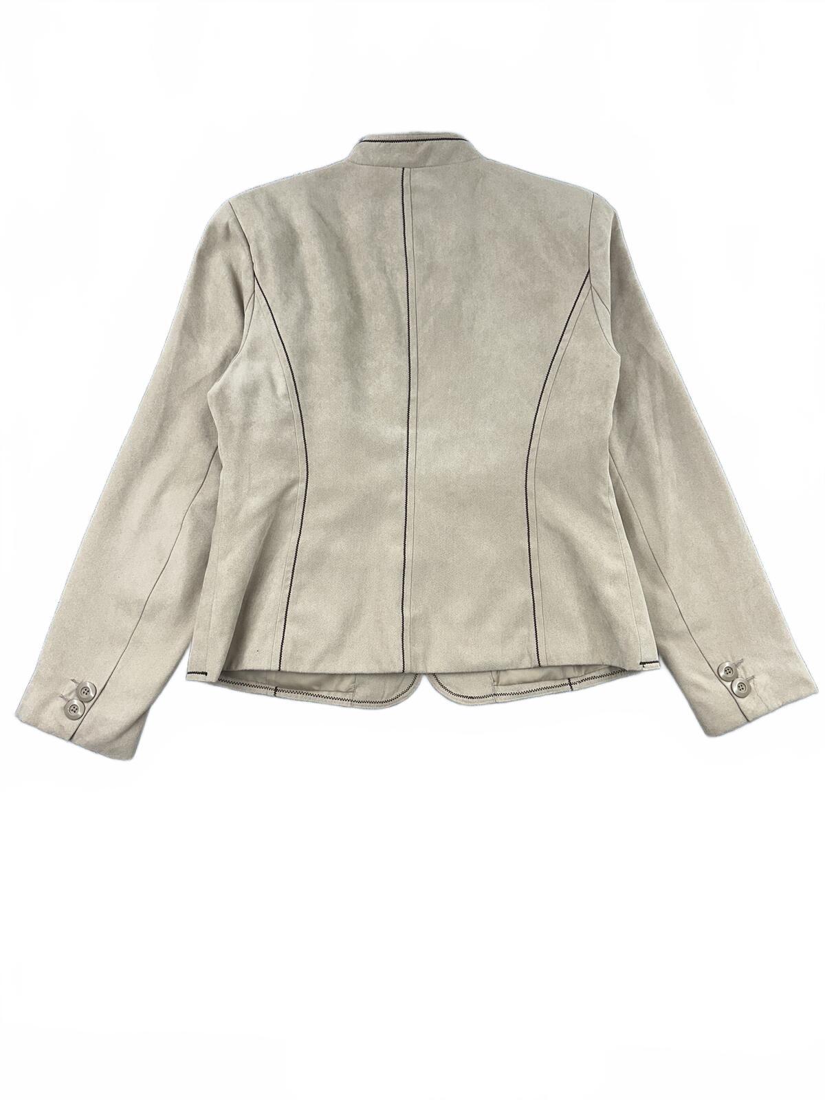 Dressbarn Beige Tailored Jacket Blazer Vintage Inspired Neutral Tone with Button