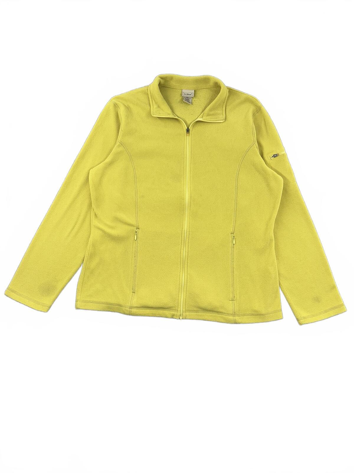 L.L.Bean Lime Yellow Fleece Zip Up Jacket
