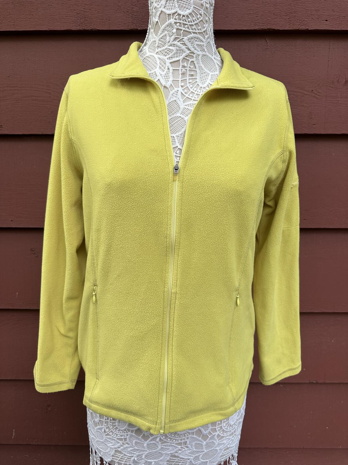 L.L.Bean Lime Yellow Fleece Zip Up Jacket
