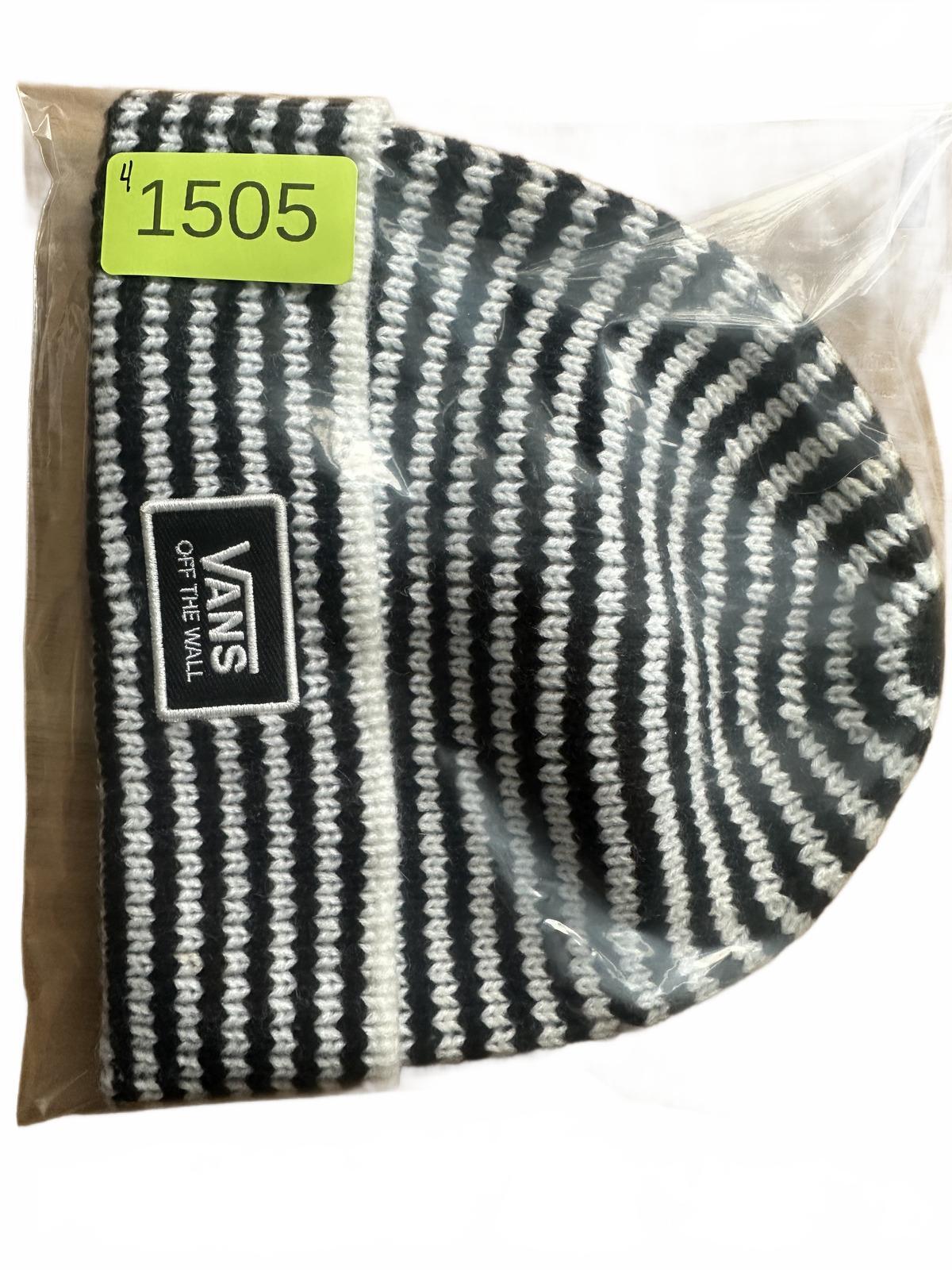 VANS Black and White Striped Beanie Off The Wall Streetwear Hat