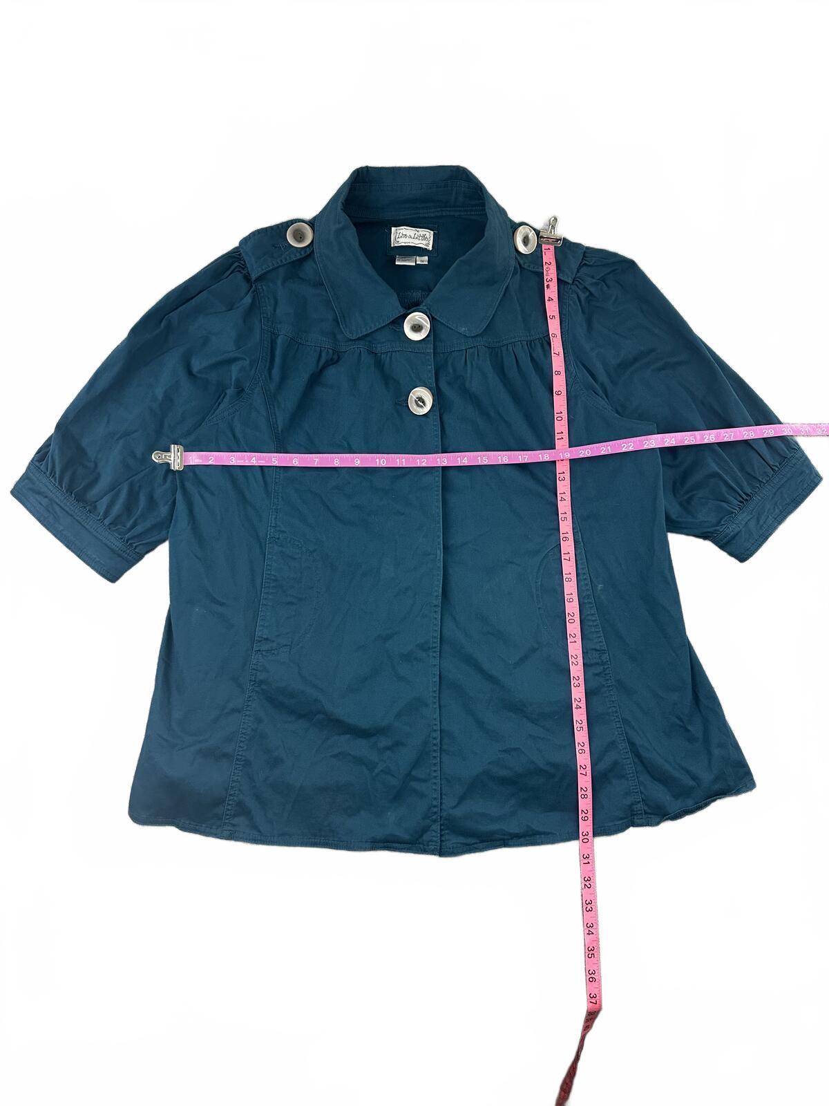Live a Little Y2K Vintage Blue Swing Jacket with Large Buttons and Puff Sleeves