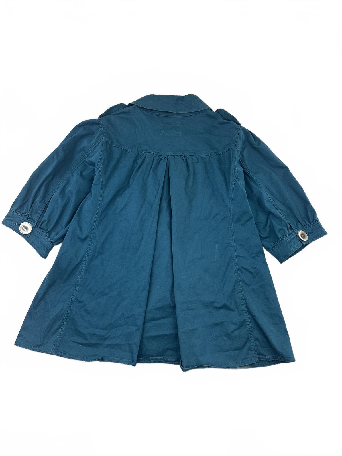 Live a Little Y2K Vintage Blue Swing Jacket with Large Buttons and Puff Sleeves