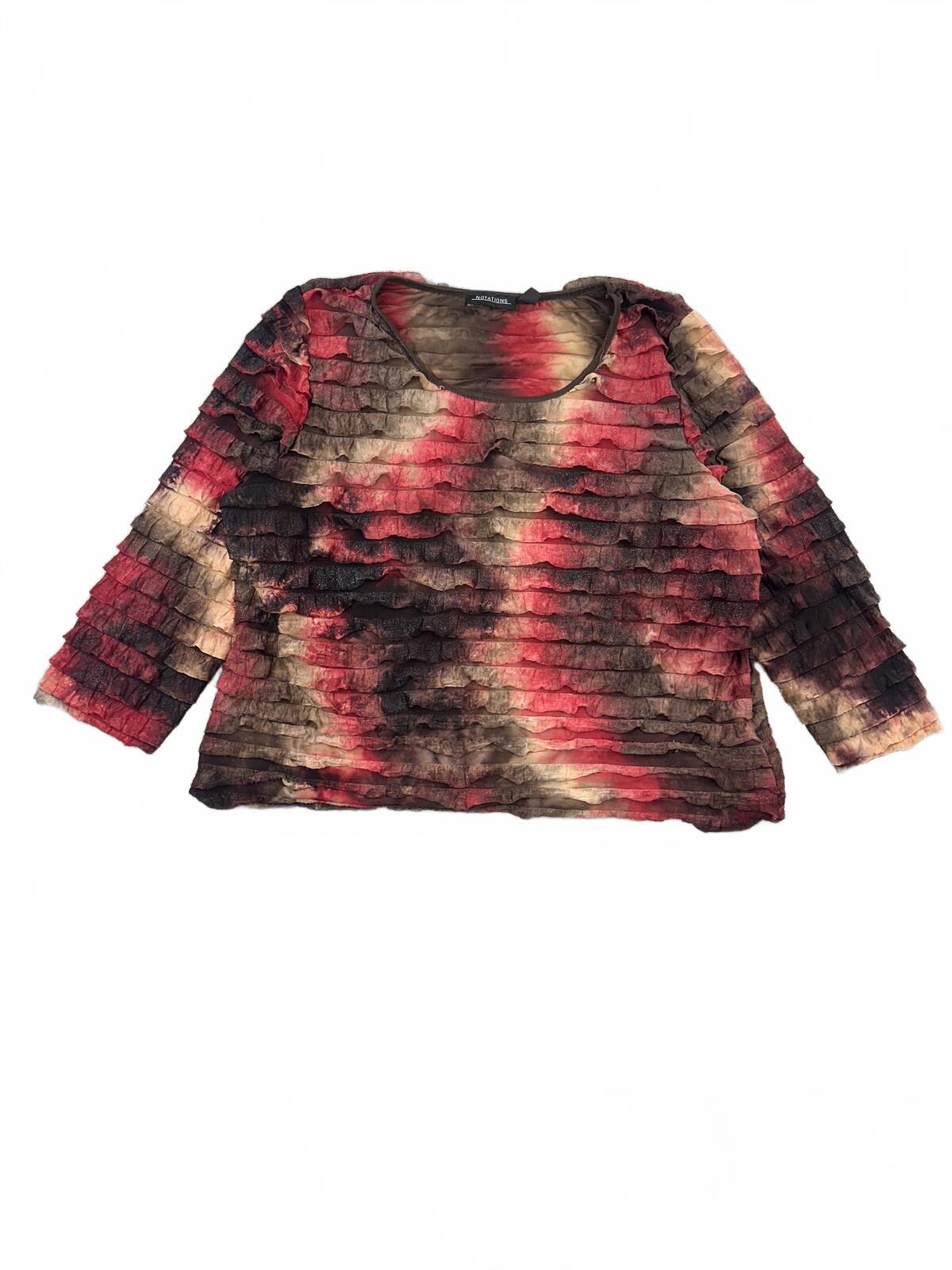 Notations Textured Ruffle Layered Top Boho Y2K Fairycore Multicolor Blouse