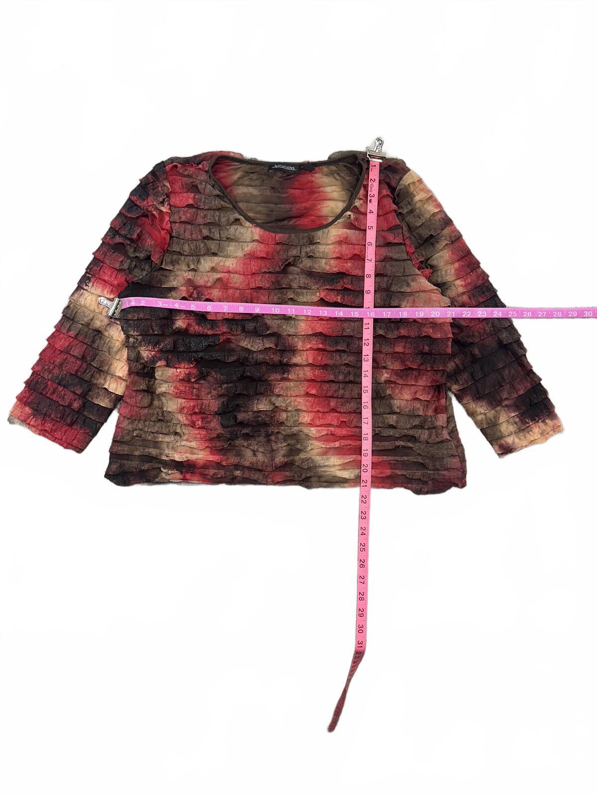 Notations Textured Ruffle Layered Top Boho Y2K Fairycore Multicolor Blouse