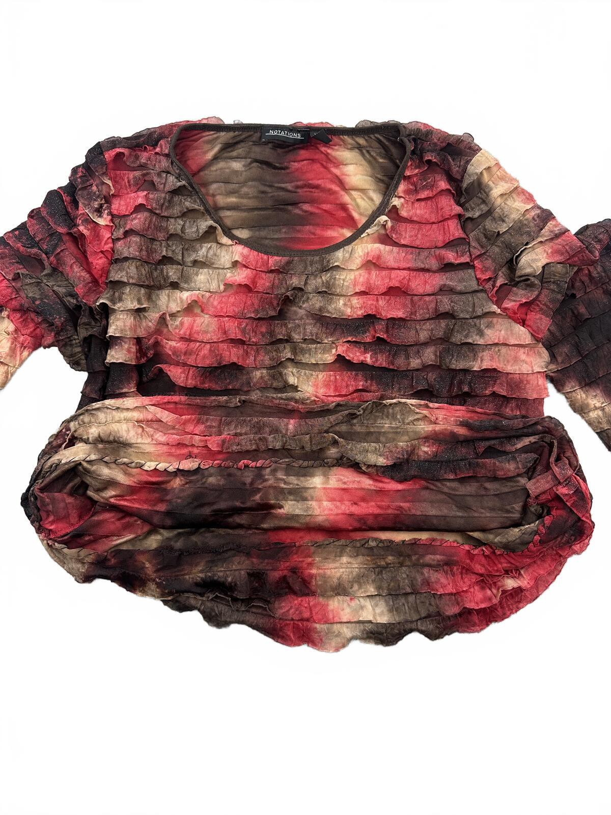Notations Textured Ruffle Layered Top Boho Y2K Fairycore Multicolor Blouse