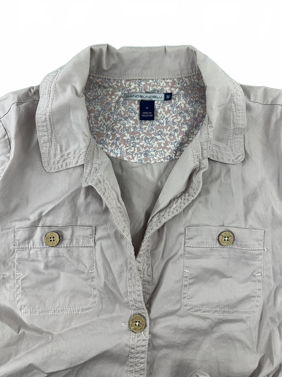 Bandolino Blu Mauve Belted Safari Blouse Jacket Top