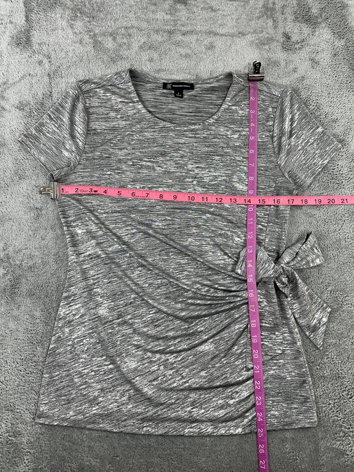 INC International Concepts Gray Side Tie Ruched Tee