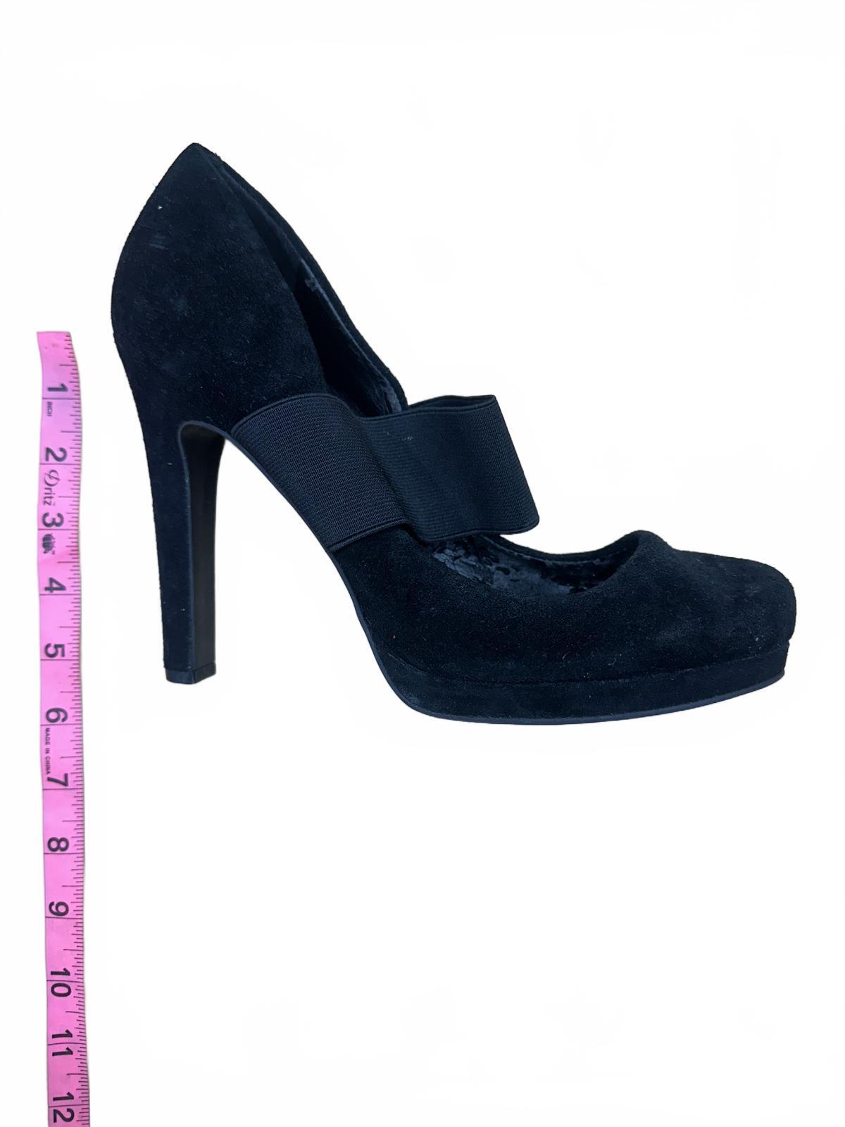 Jessica Simpson Black Suede High Heel Pumps with Wide Elastic Strap