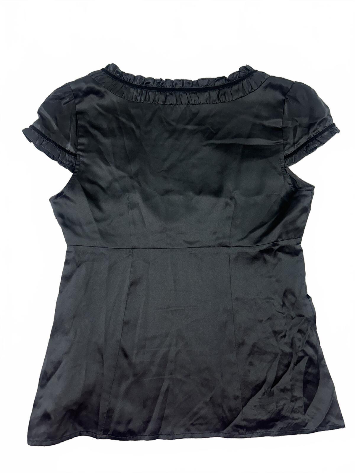 The Limited Black Satin Blouse with Ruffle Trim Y2K Fairycore Inspired