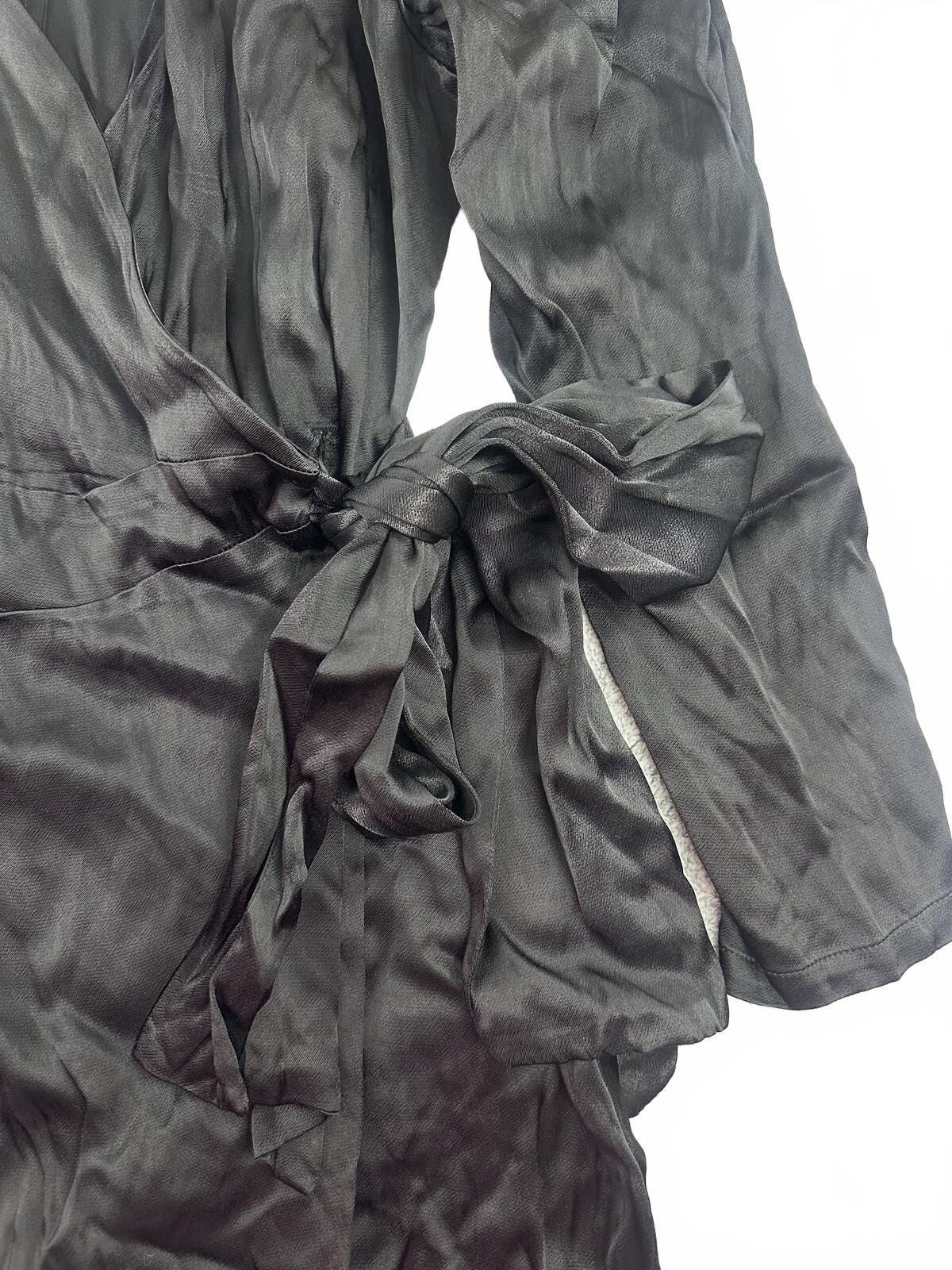 Socialite Black Viscose Wrap Dress Long Sleeve Mini Y2K Party Chic