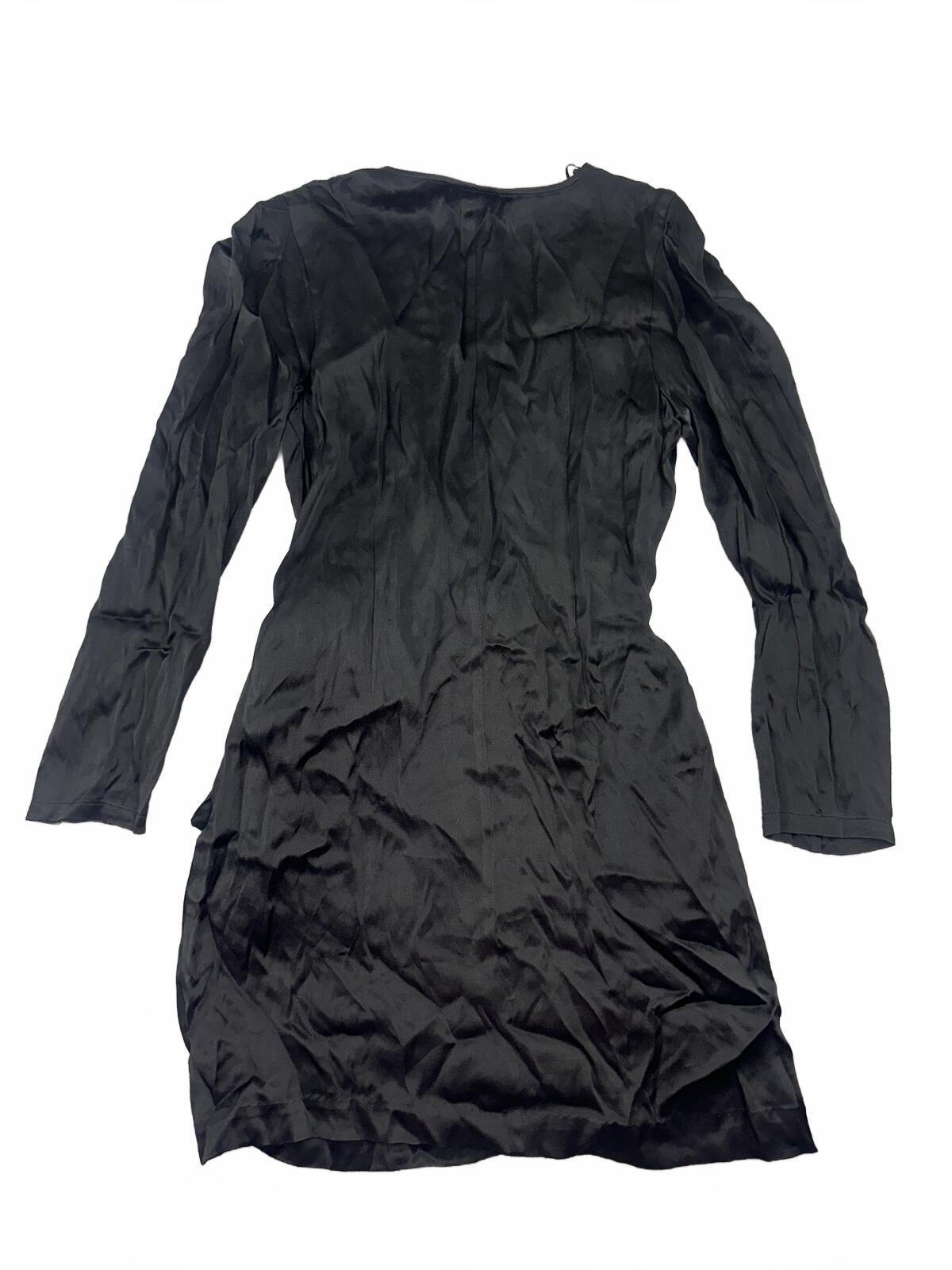 Socialite Black Viscose Wrap Dress Long Sleeve Mini Y2K Party Chic