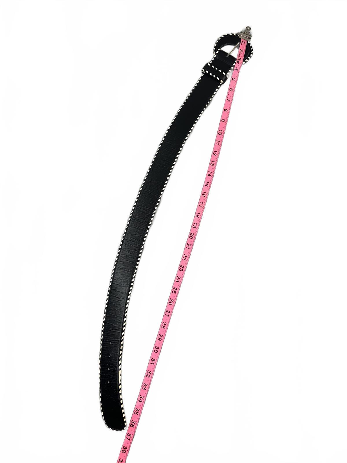Carlisle Black Statement Belt with White Braided Trim