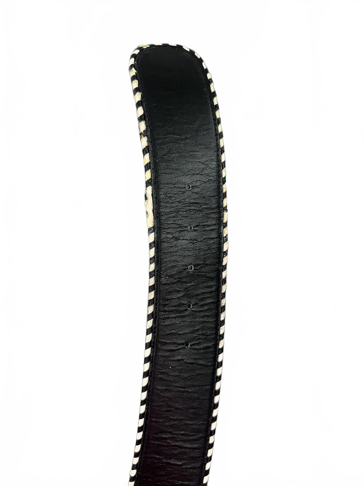 Carlisle Black Statement Belt with White Braided Trim
