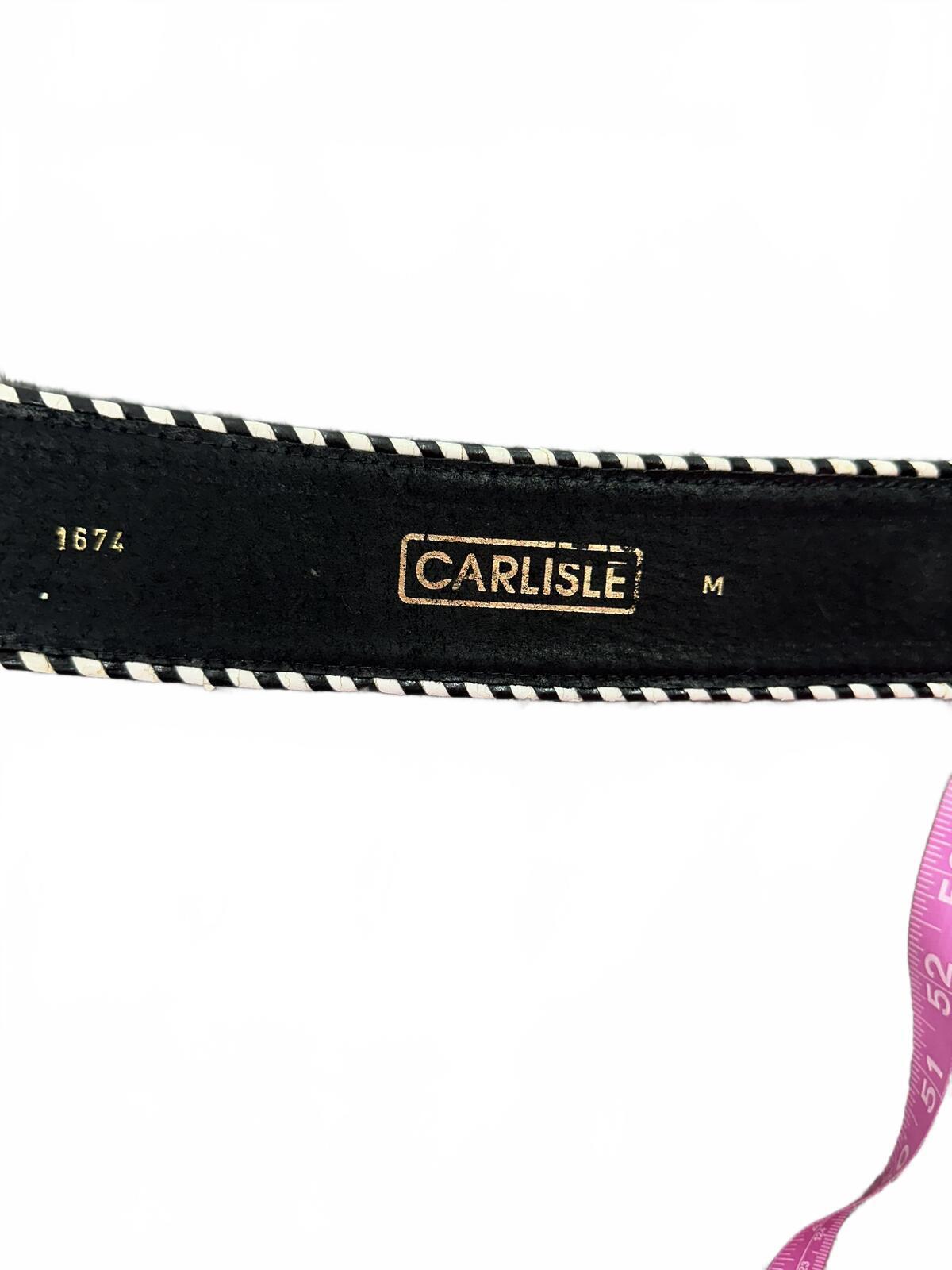 Carlisle Black Statement Belt with White Braided Trim