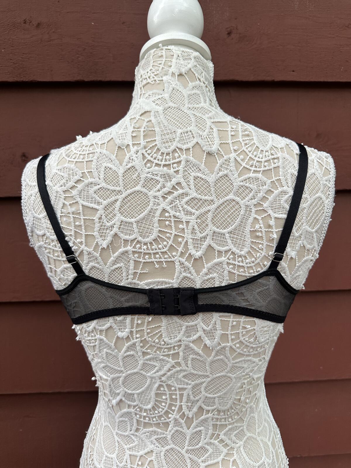 Y2K Black Lace Underwire Bra with Sheer Mesh Feminine Vintage Inspired Lingerie