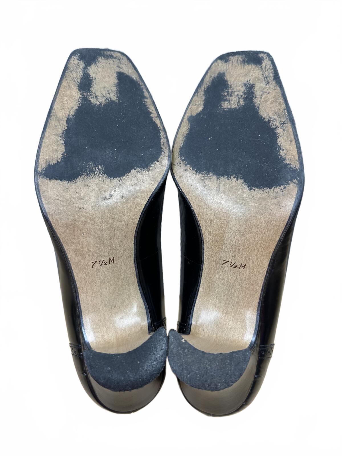 Black Patent Leather Block Heel Pumps Vintage Y2K Office Chic