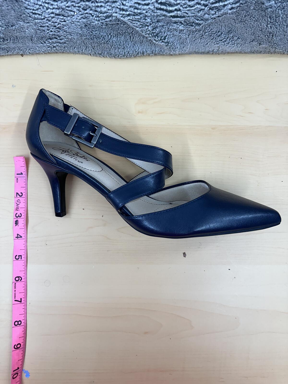 LifeStride Navy Blue Pointed Toe Slingback Heels with Mary Jane Strap Y2K Glam