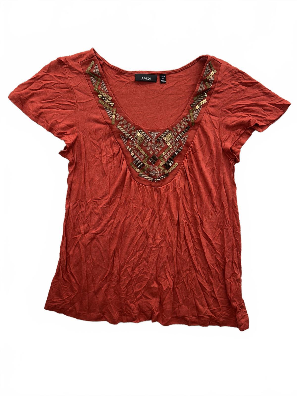 Apt. 9 Rust Orange Embellished Bohemian Top