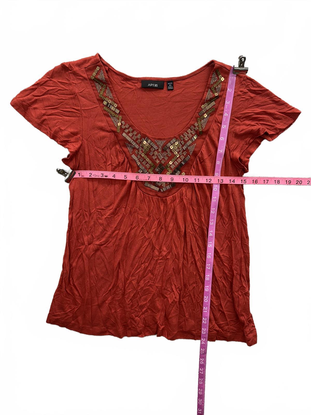 Apt. 9 Rust Orange Embellished Bohemian Top
