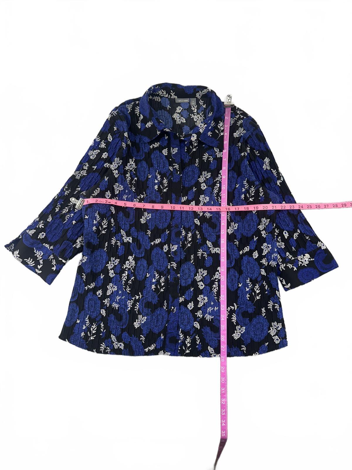 Apt. 9 Floral Print Button Up Blouse in Black Blue White Y2K Whimsigoth