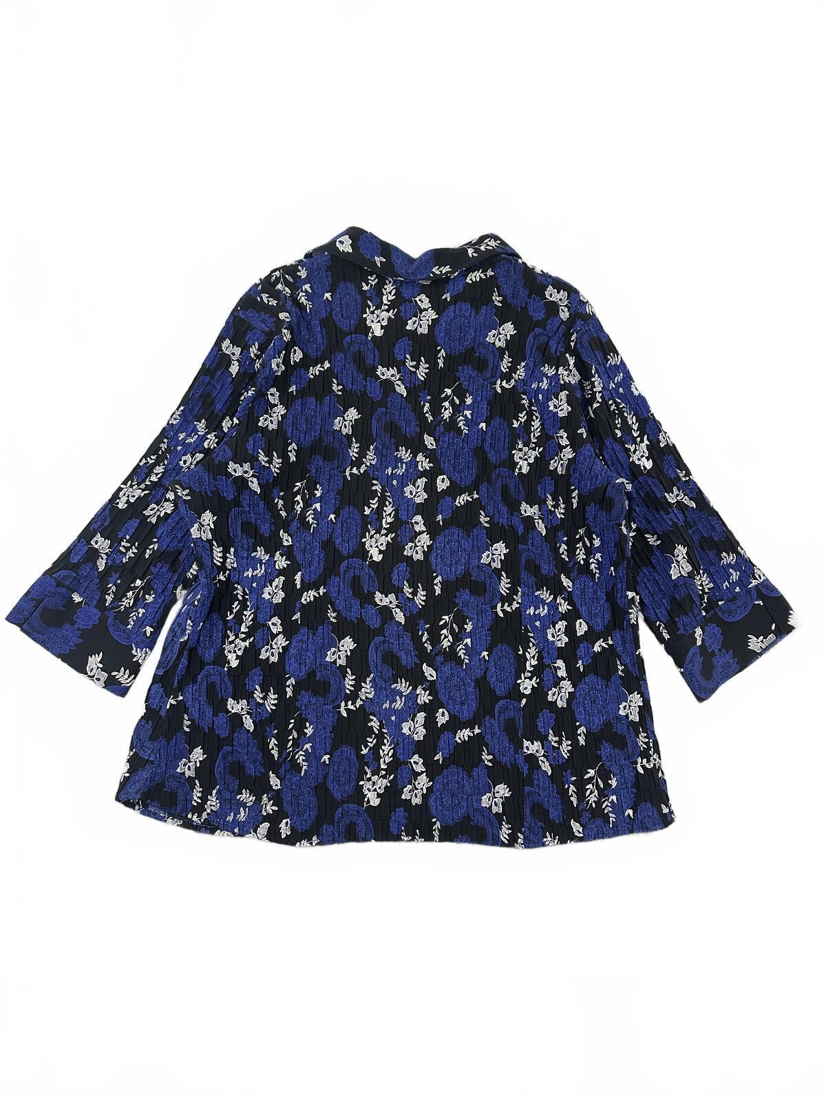Apt. 9 Floral Print Button Up Blouse in Black Blue White Y2K Whimsigoth