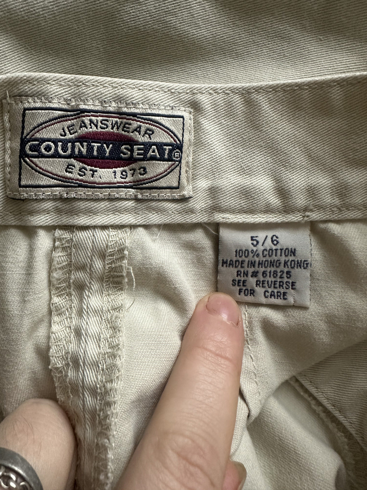 County Seat Vintage Beige Cotton Buttoned A Line Mini Skirt 1970s