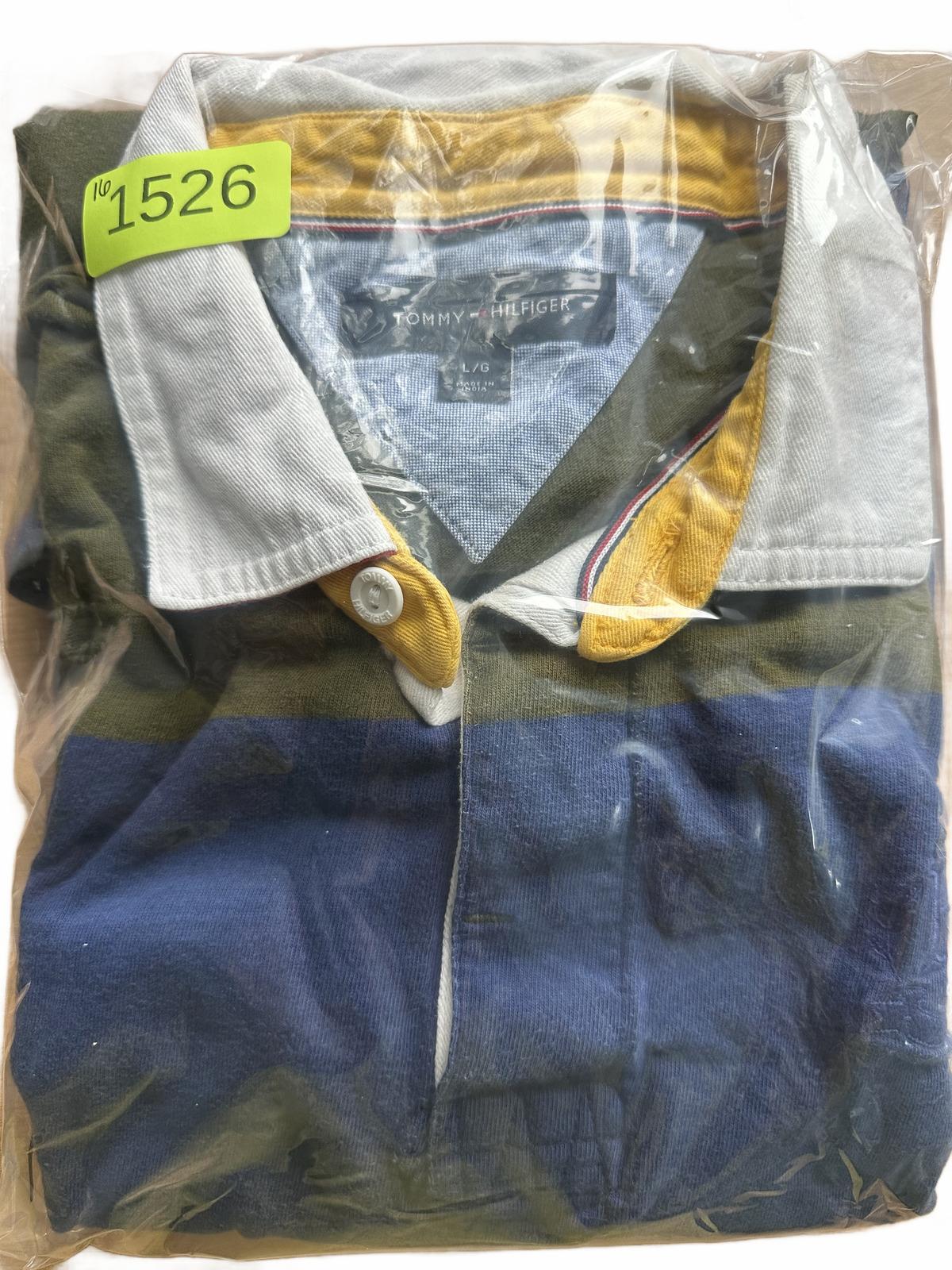Tommy Hilfiger Classic Preppy Rugby Shirt in Blue and Olive Green Stripes