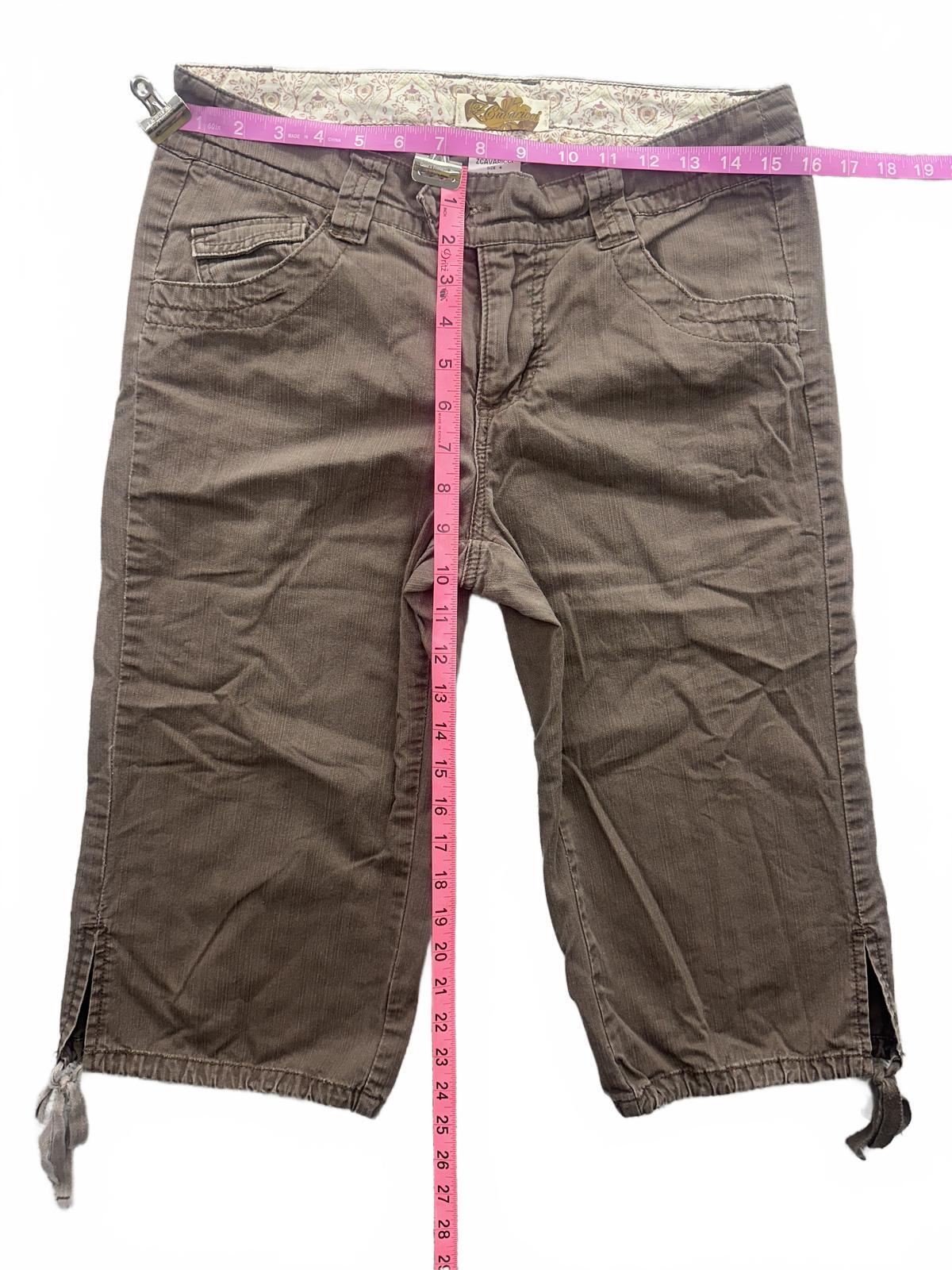 Z. Cavaricci Brown Capri Cargo Pants with Tie Details Cropped Pants