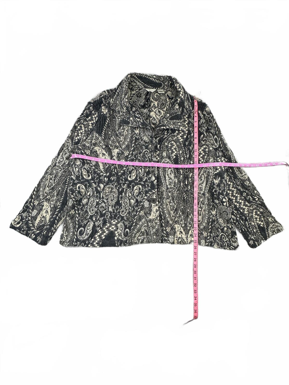 Laura Ashley Vintage Inspired Black and Cream Paisley Wool Blend Jacket