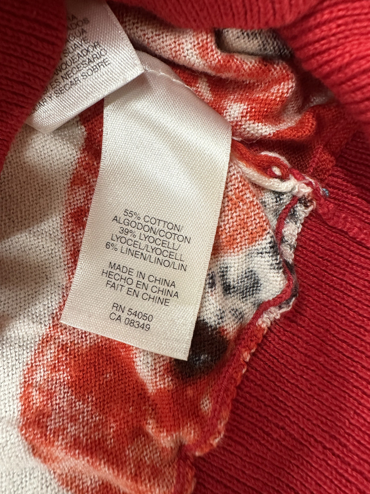 Jones New York Red Floral Cardigan Sweater Vintage Style Spring Layering Piece