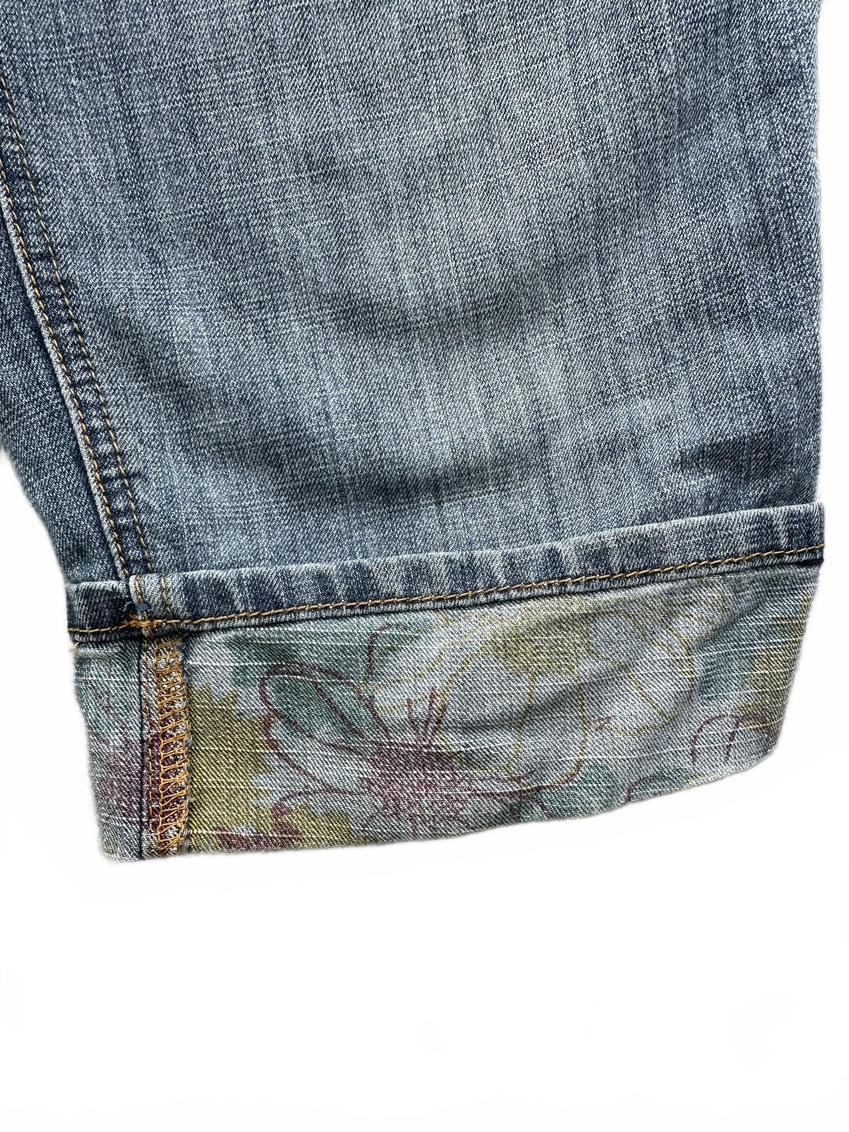 Baccini Light Wash Denim Bermuda Shorts with Floral Cuff Detail