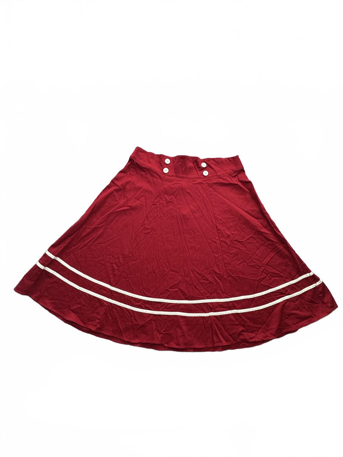 Torrid Vintage Inspired Red A Line Skirt with Nautical White Button and Stripe
