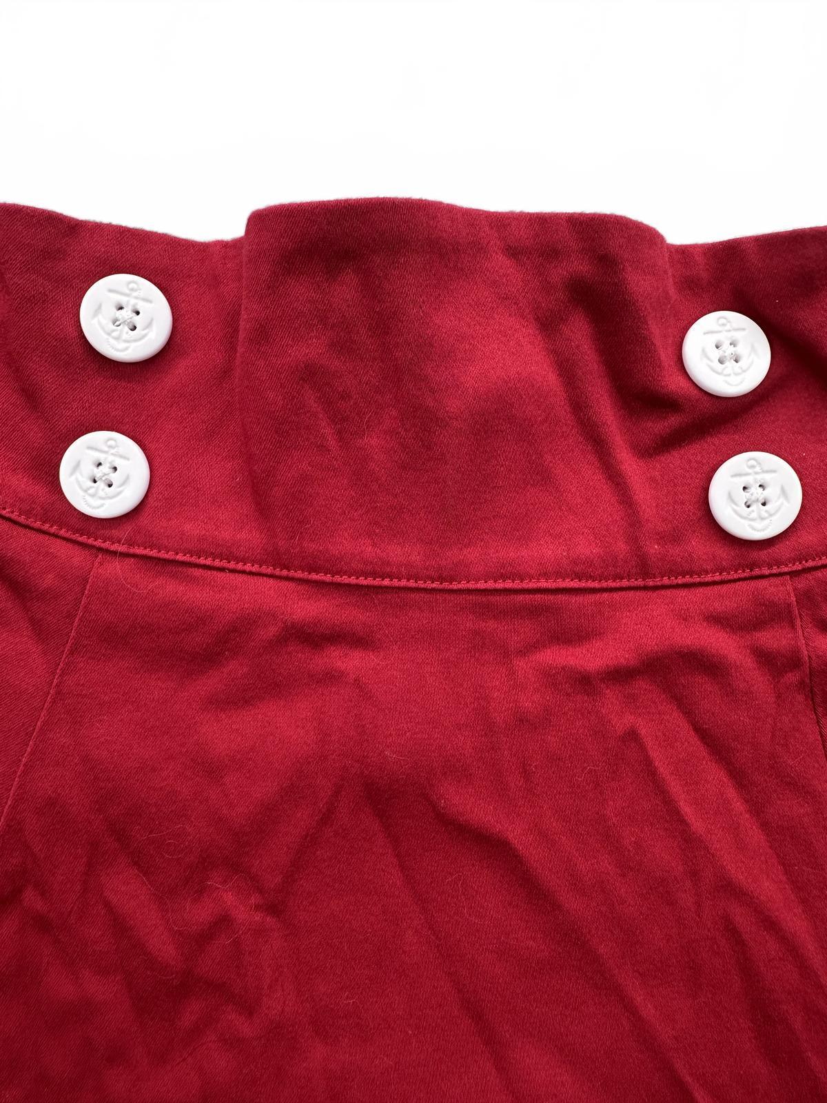 Torrid Vintage Inspired Red A Line Skirt with Nautical White Button and Stripe